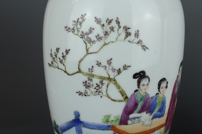 Lot 90 - A pair of Chinese famille rose "ladies" vases,...