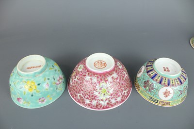 Lot 126 - A group of Chinese “flowers” bowls, c.1960,...
