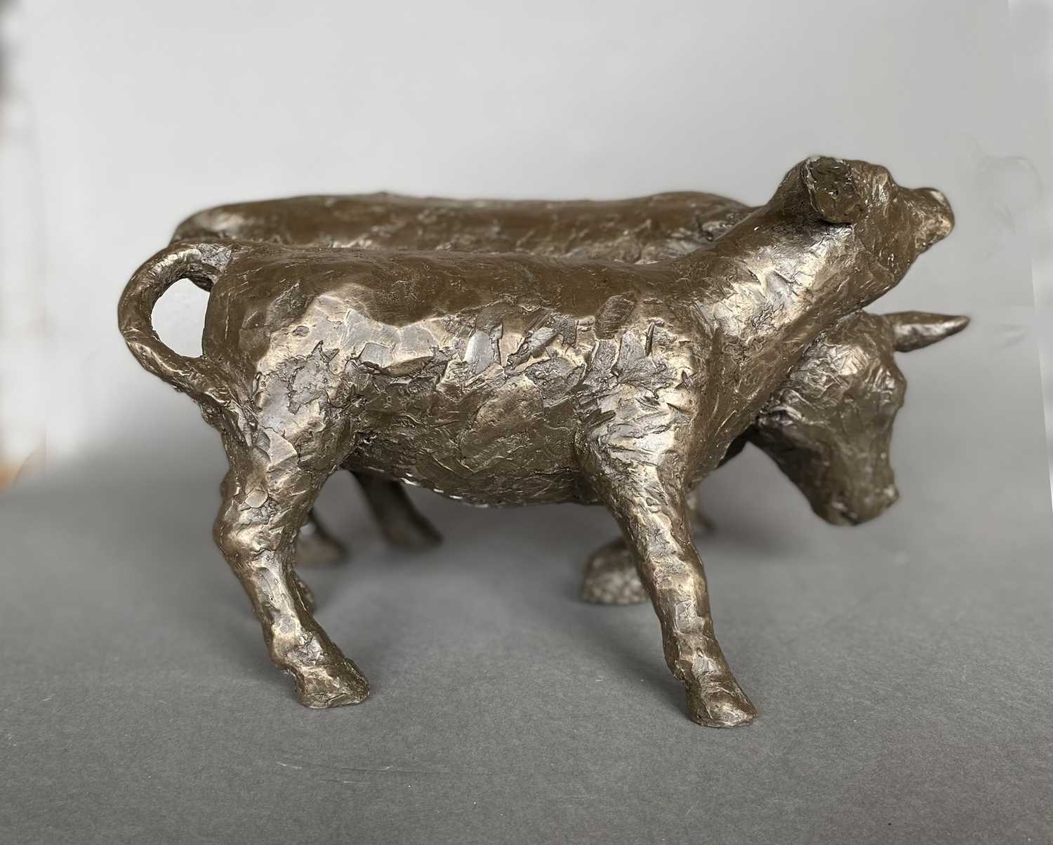 Lot 3 - The Bull & Heifer: Resin Bronze Sculpture,...