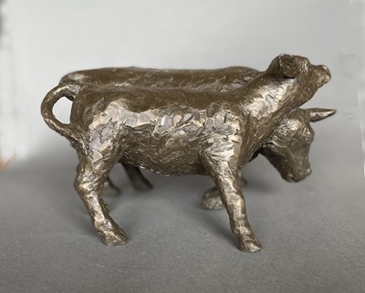 Lot 3 - The Bull & Heifer: Resin Bronze Sculpture,...