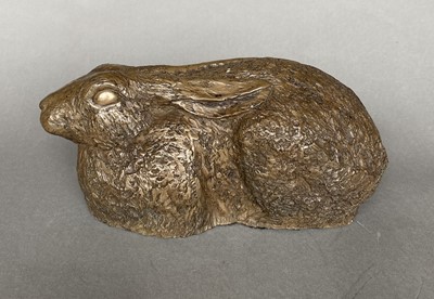 Lot 83 - Crouching Hare:  Resin Bronze Sculpture...