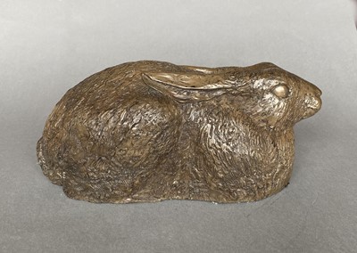 Lot 83 - Crouching Hare: Resin Bronze Sculpture Limited...