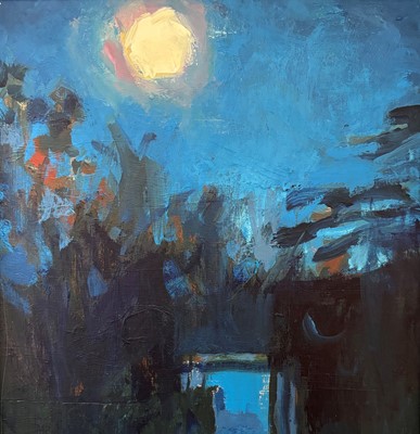 Lot 85 - Garden By Moonlight: Framed artwork oil on...