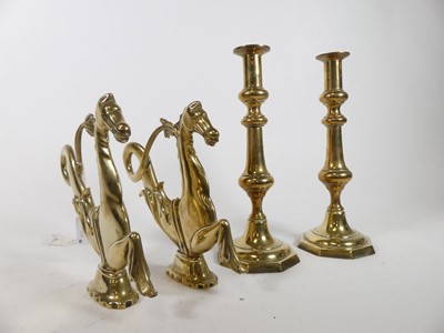 Lot 53 - A pair of Venetian brass hippocampus gondola...