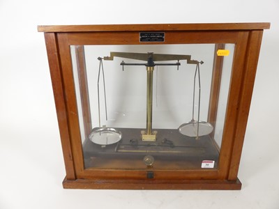 Lot 119 - A cased set of brass scales, h.40cm