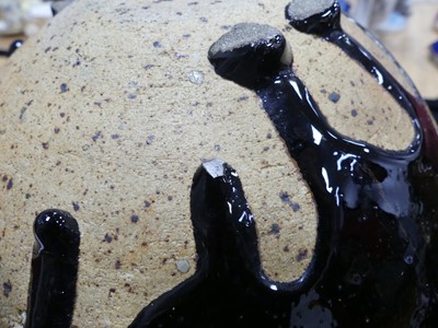 Lot 51 - A black glazed studio stoneware vase, of...