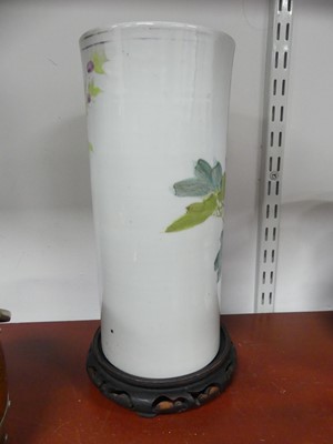 Lot 53 - A Chinese porcelain sleeve vase, h.28cm;...