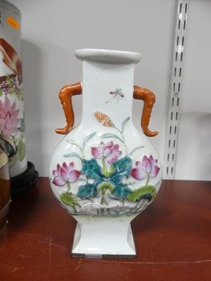Lot 53 - A Chinese porcelain sleeve vase, h.28cm;...