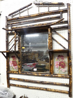 Lot 1147 - A Victorian bamboo hall mirror, w.79cm