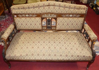 Lot 1315 - A late Victorian mahogany, rosewood and floral...