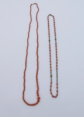 Lot 325 - A beaded coral necklace; together with one...