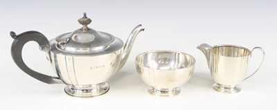 Lot 151 - An Art Deco silver three-piece bachelors tea...