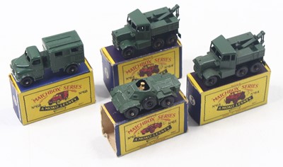 Lot 1542 - Matchbox Moko Lesney group of 4 military...