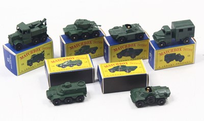 Lot 1542A - Matchbox Lesney group of 6 military diecast to...