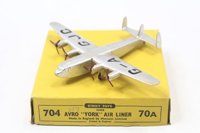 Lot 1129 - Dinky Toys, 704 Avro York air liner, silver...