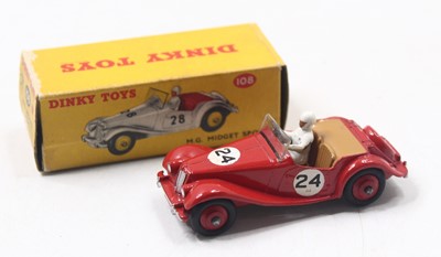 Lot 1231 - Dinky Toys 108 MG Midget, red body with red...