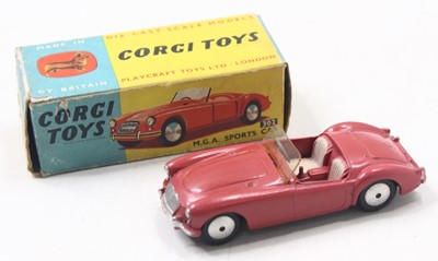 Lot 1103 - Corgi Toys, 302, MGA Sports Car, red body with...
