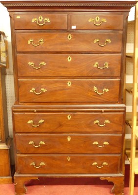 Lot 1441 - A George III mahogany chest-on-chest, the...