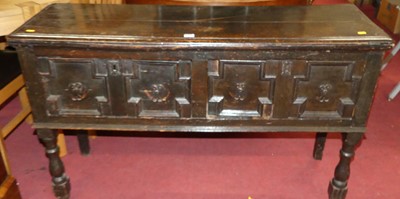 Lot 1287 - A Jacobean period joined oak dresser base...