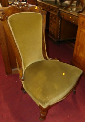 Lot 1323 - A Victorian carved walnut and later green...