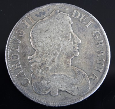 Lot 2215 - England, 1677 crown, Charles II laureate and...