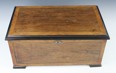 Lot 618 - A 19th century Swiss music box, the lever wind...