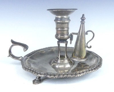 Lot 1088 - A George II silver chamberstick, the shaped...