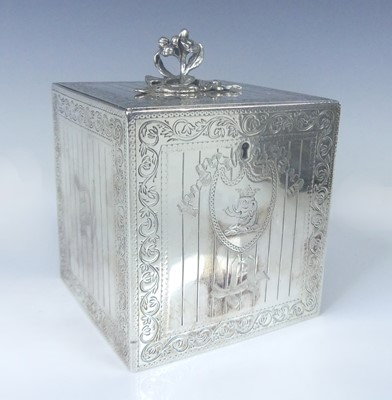 Lot 1098 - A George III silver tea caddy modelled as a...