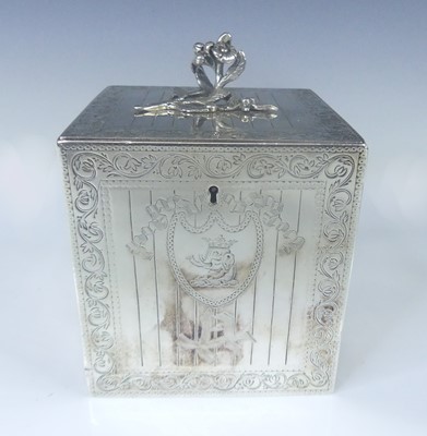 Lot 1098 - A George III silver tea caddy modelled as a...
