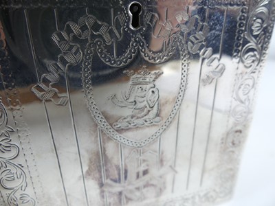 Lot 1098 - A George III silver tea caddy modelled as a...