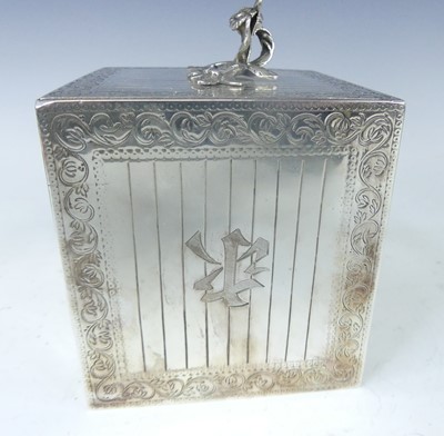 Lot 1098 - A George III silver tea caddy modelled as a...