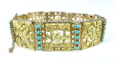Lot 2575 - A yellow metal rectangular scrollwork panel...
