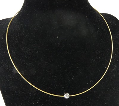 Lot 2607 - A yellow and white metal diamond single stone...