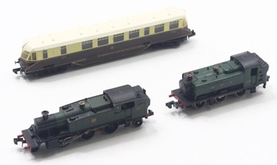 Lot 589 - Three unboxed N gauge locos to include a GWR...