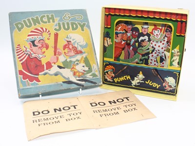 Lot 1962 - Tinplate Punch and Judy theatre toy, complete...