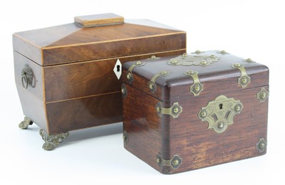 Lot 1257 - A late Regency mahogany and boxwood strung tea...