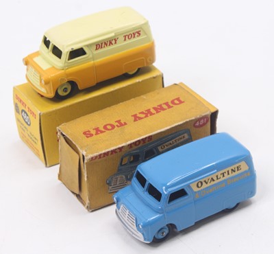 Lot 1487 - Dinky Toys group of 2 Bedford 10cwt Vans to...