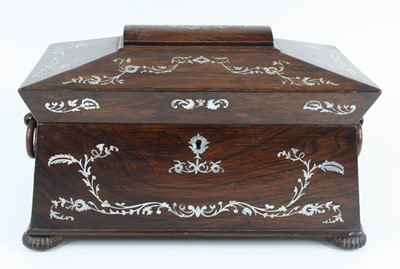 Lot 1258 - A large late Regency rosewood and mother of...