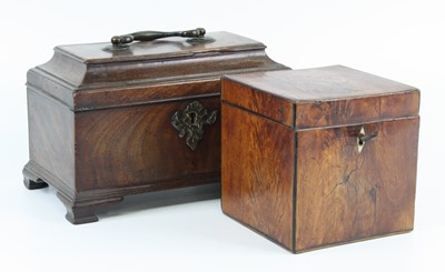 Lot 1255 - A George III mahogany tea caddy, the hinged...
