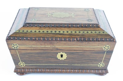 Lot 1251 - A late Regency rosewood and cut brass inlaid...