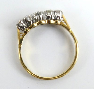 Lot 2504 - A yellow and white metal diamond five-stone...
