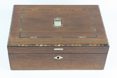 Lot 1250 - A Victorian walnut writing slope, having ebony...
