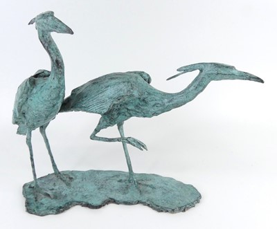 Lot 173 - Kate Denton (b.1954) - Two Herons, green...