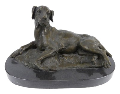 Lot 160 - After Antoine-Louis Barye - Recumbent hound,...