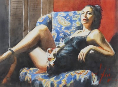 Lot 333 - Fabian Perez (b.1967) - Vanessa on the blue...
