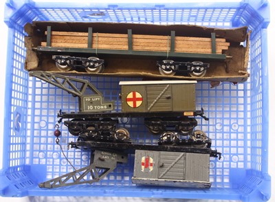 Lot 166 - Three Hornby 0 gauge wagons to include a 1923...