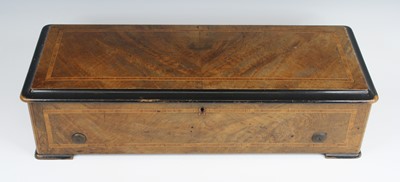 Lot 612 - A 19th century Swiss music box, having a lever...