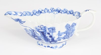 Lot 1041 - A Bow blue and white porcelain sauce boat,...