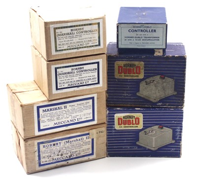 Lot 336 - Seven Hornby-Dublo controllers offered for...