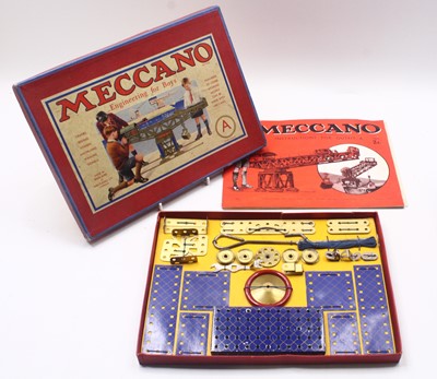 Lot 681 - Meccano (1934) Set A, restrung on backing card,...
